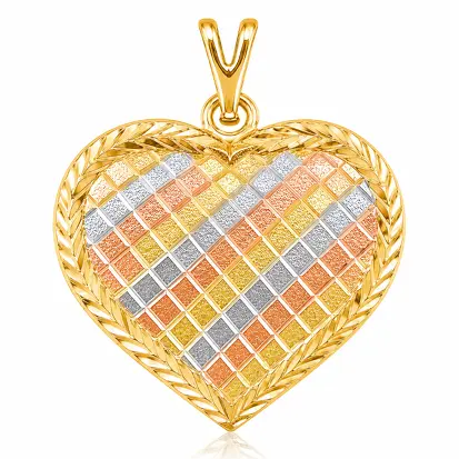 Pingente Coração 3 cores do ouro 0016
