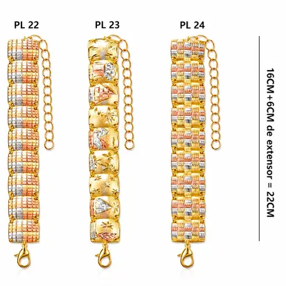 Pulseira 3 cores do Ouro Diamantada 0008