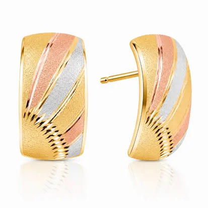 Brincos 3 Cores do Ouro Tradicional 0035