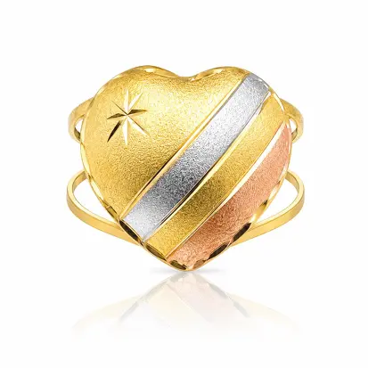 Anel 3 Cores do Ouro Coração GD 0011