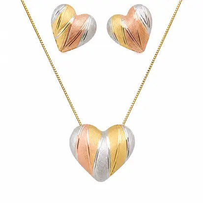 Conjunto 3 cores do ouro coração MD 0007
