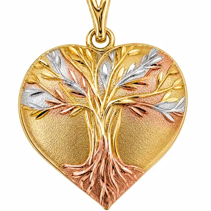 Pingente Coração 3 cores do ouro 0025