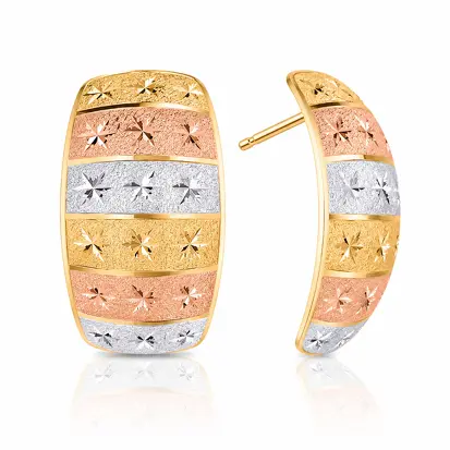 Brincos 3 Cores do Ouro Tradicional 0024