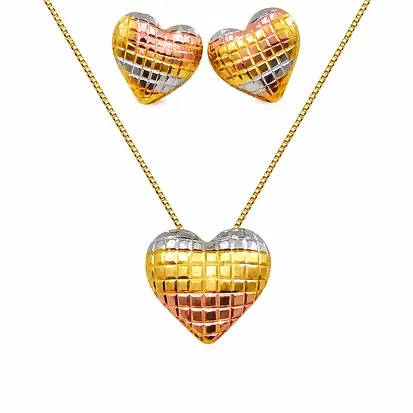 Conjunto 3 cores do ouro coração 0014