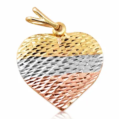 Pingente Coração 3 cores do ouro 0022
