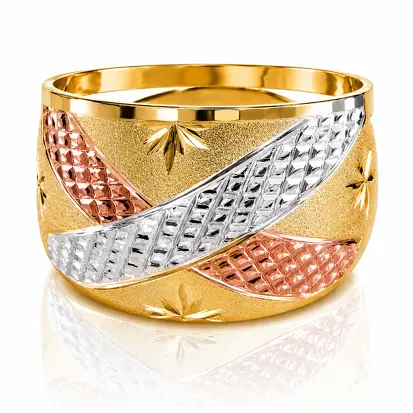 Anel 3 Cores do Ouro Tradicional 0012