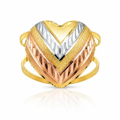 Anel 3 Cores do Ouro Coração GD 0005