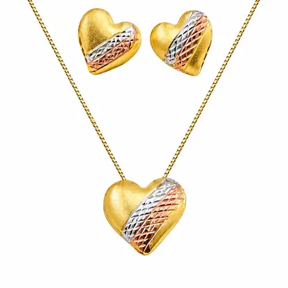 Conjunto 3 cores do ouro coração 0009