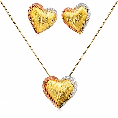 Conjunto 3 cores do ouro coração 0016