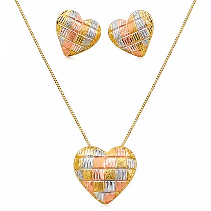 Conjunto 3 cores do ouro coração MD 0006
