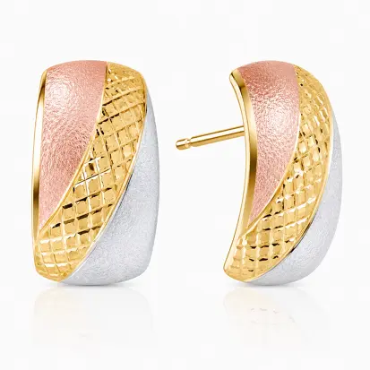Brincos 3 Cores do Ouro Tradicional 0033